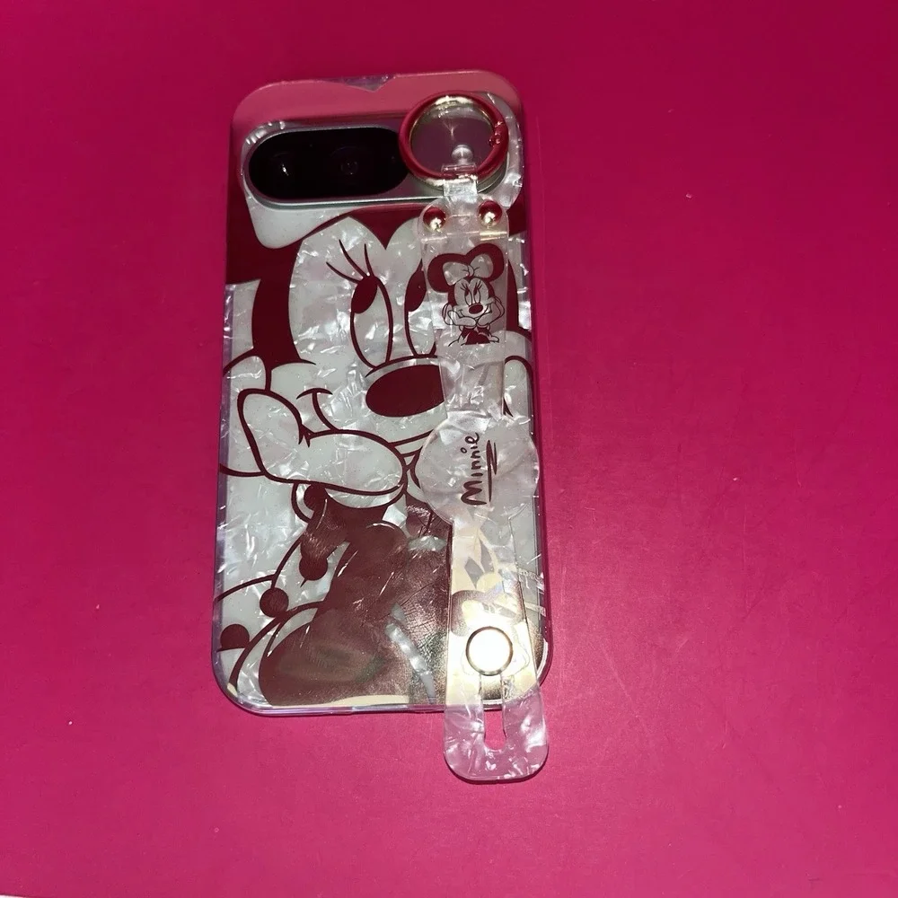 Disney Minnie Mouse Glitter Cartoon Case Gold Phone Case‎ W/strap Google Pixel 9